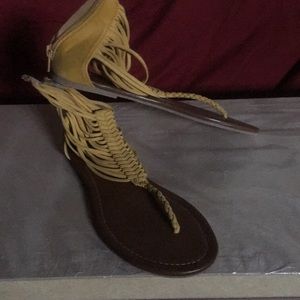 Lady zipper back leather&suede moccasin sandal
